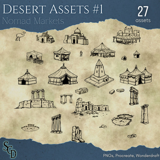 Desert Assets #1 - Nomad Markets - SGD Fantasy Maps