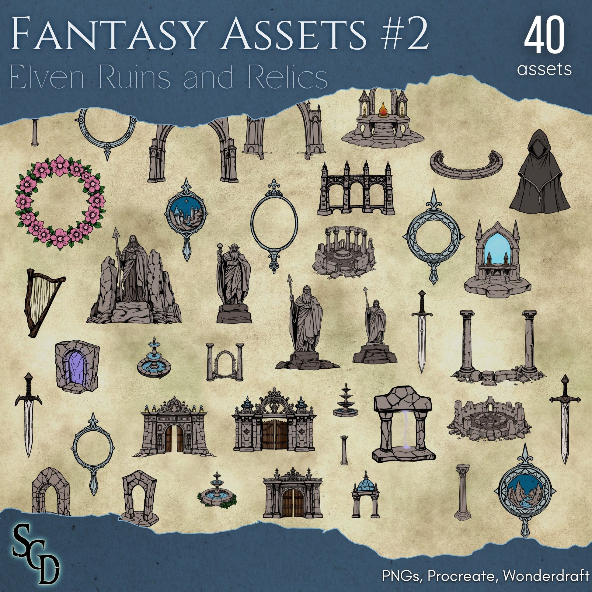Fantasy Assets #2 - Elven Ruins and Relics - SGD Fantasy Maps