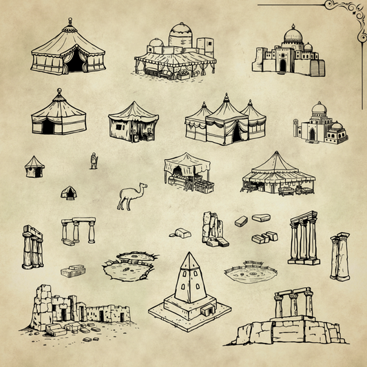 Free Assets #13 - Desert Assets #1 - Nomad Markets - SGD Fantasy Maps