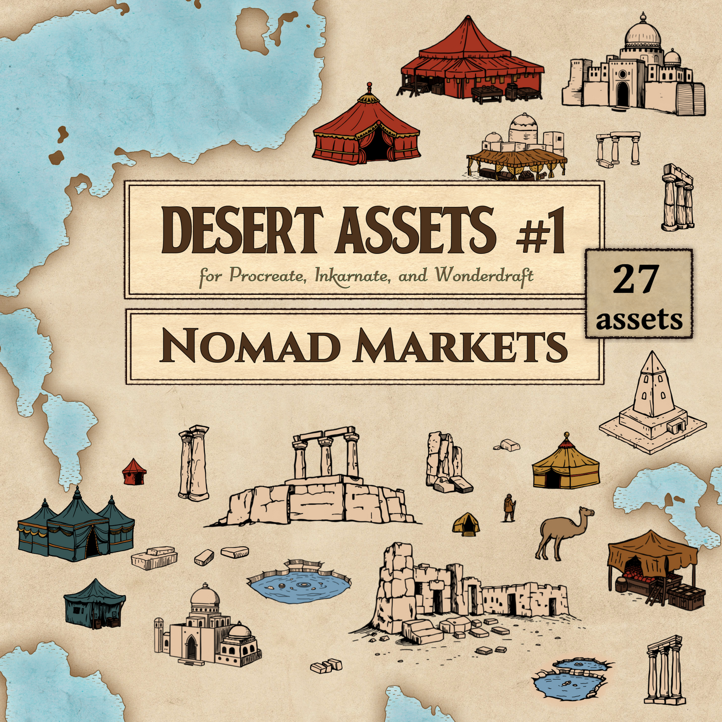 Desert Assets #1 - Nomad Markets - SGD Fantasy Maps