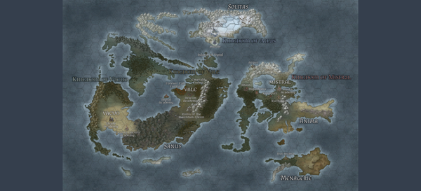 moderate icon count, full color and shading, detailed landmasses, and...