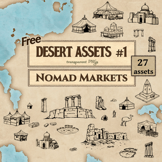 Free Assets #13 - Desert Assets #1 - Nomad Markets - SGD Fantasy Maps