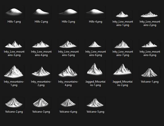 Free Assets #11 - Terrain Asset Pack #2 - Inky Mountains and Hills - SGD Fantasy Maps