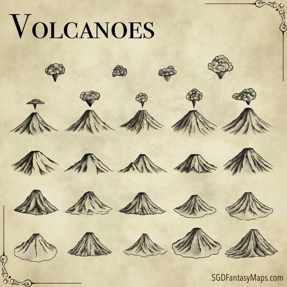 Terrain Asset Pack #2 - Inky Mountains and Hills - SGD Fantasy Maps