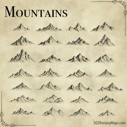 Terrain Asset Pack #2 - Inky Mountains and Hills - SGD Fantasy Maps