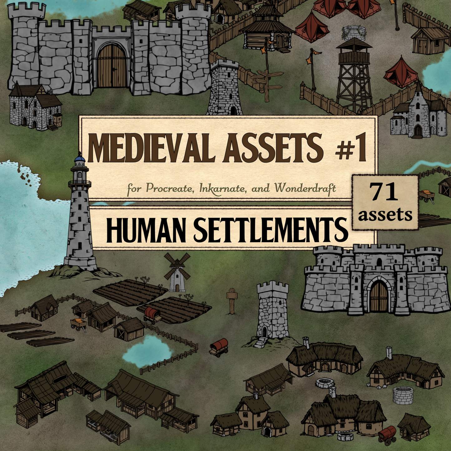 Medieval Assets #1 - Human Settlements - SGD Fantasy Maps