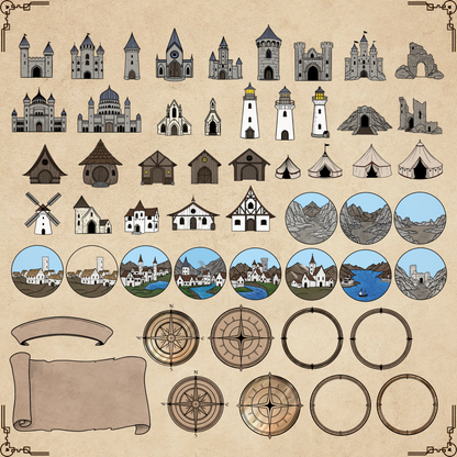 Fantasy Map Icons #1 - Medieval Points of Interest - Part 1 - SGD Fantasy Maps