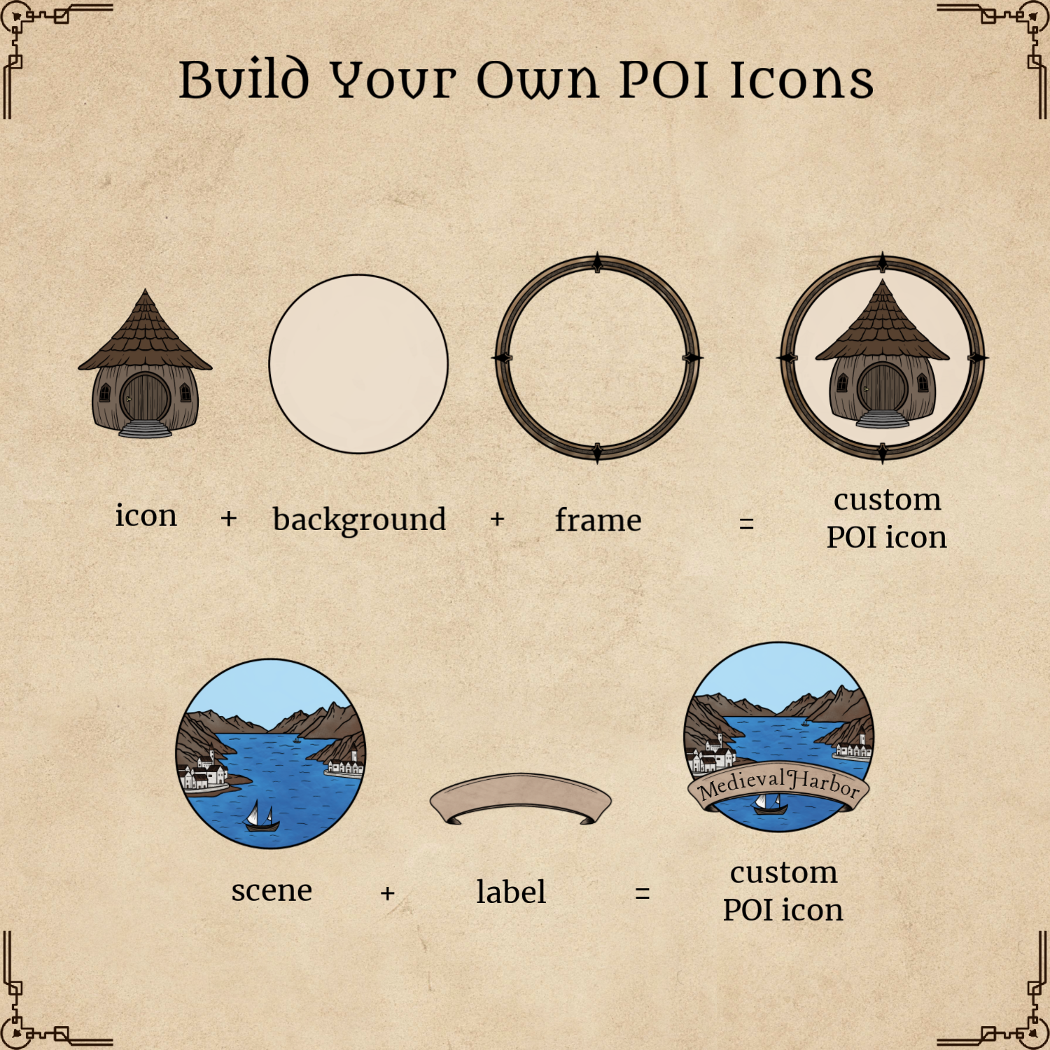 Fantasy Map Icons #1 - Medieval Points of Interest - Part 1 - SGD Fantasy Maps