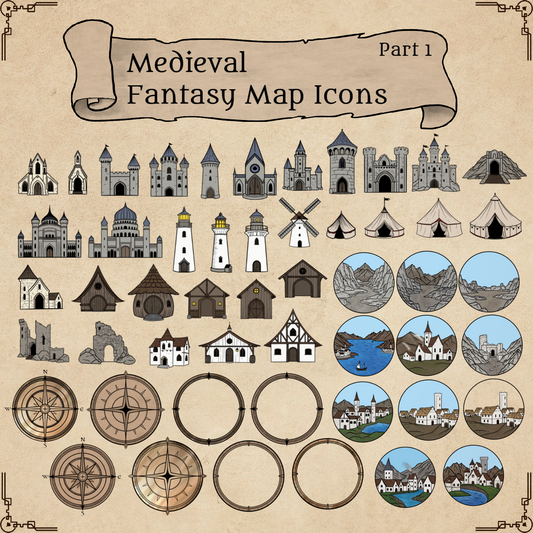 Fantasy Map Icons #1 - Medieval Points of Interest - Part 1 - SGD Fantasy Maps