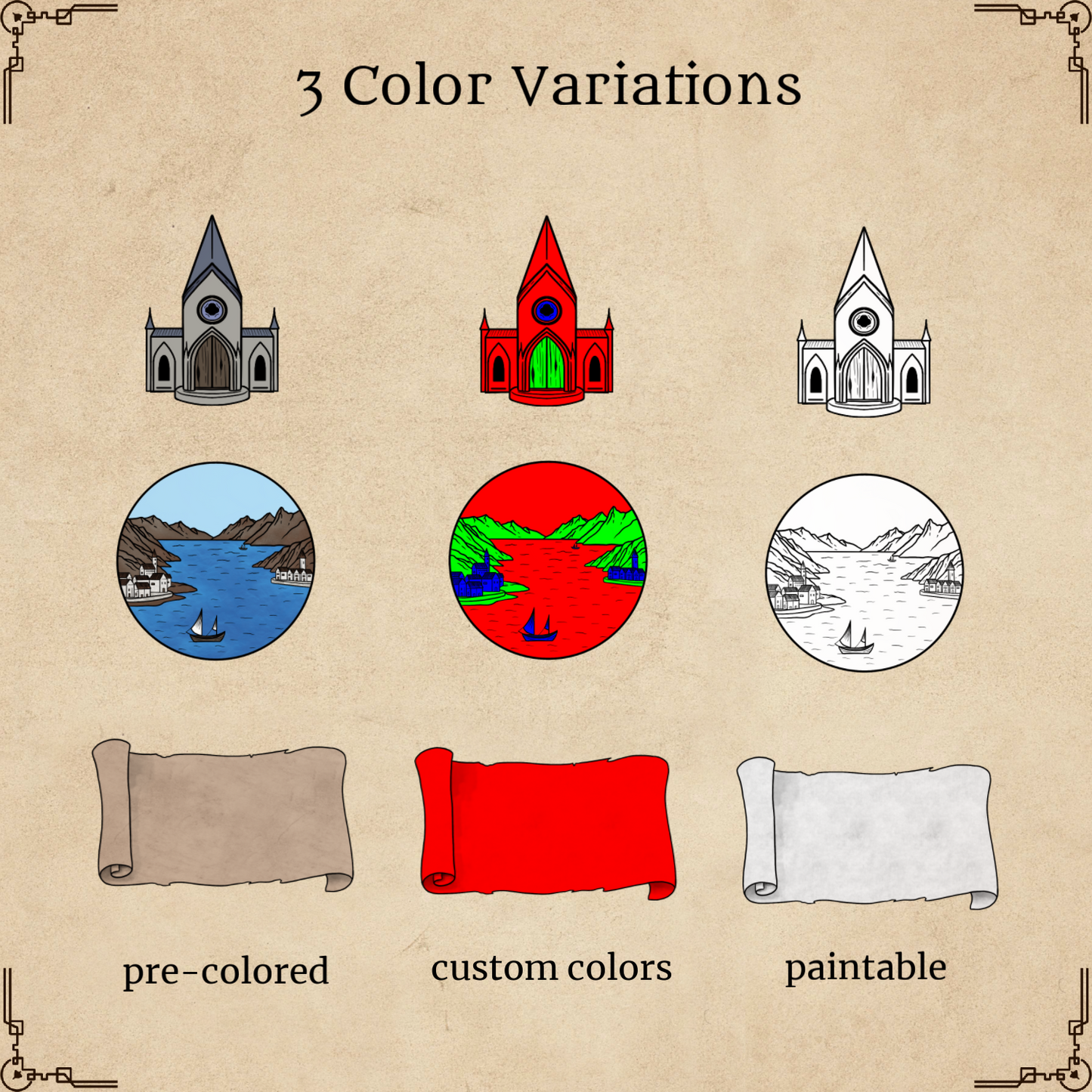 Fantasy Map Icons #1 - Medieval Points of Interest - Part 1 - SGD Fantasy Maps